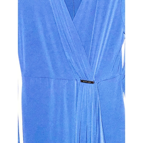 Michael Kors Long Sleeve Blue Cascade Wrap Dress - Picture 6 of 8